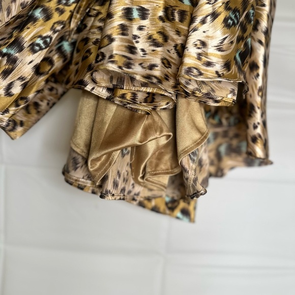 Y2K Vintage Aspeed USA Leopard Print Turquoise Accent Beaded A Line Gown size L - Picture 15 of 16